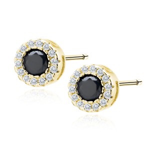 Cercei argint placati cu aur galben cu piatra neagra DiAmanti Z1128EG_B-DIA (Argint 925‰ 1,4 g.)